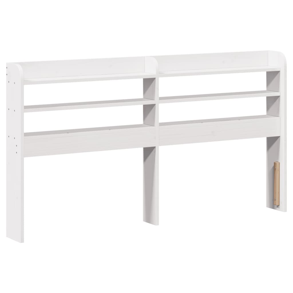 Headboard with Shelves White 120 cm Solid Wood Pine